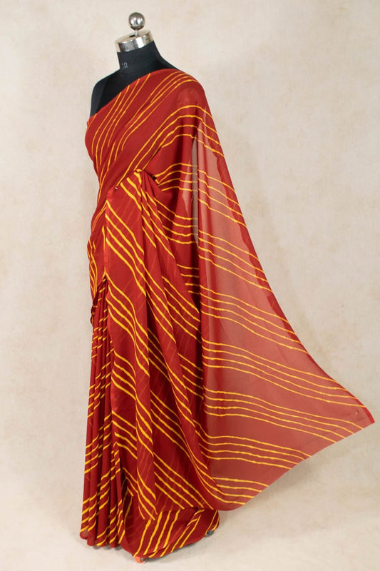 Rajputi Chiffon Leheriya Saree without Blouse - KANHASAREE