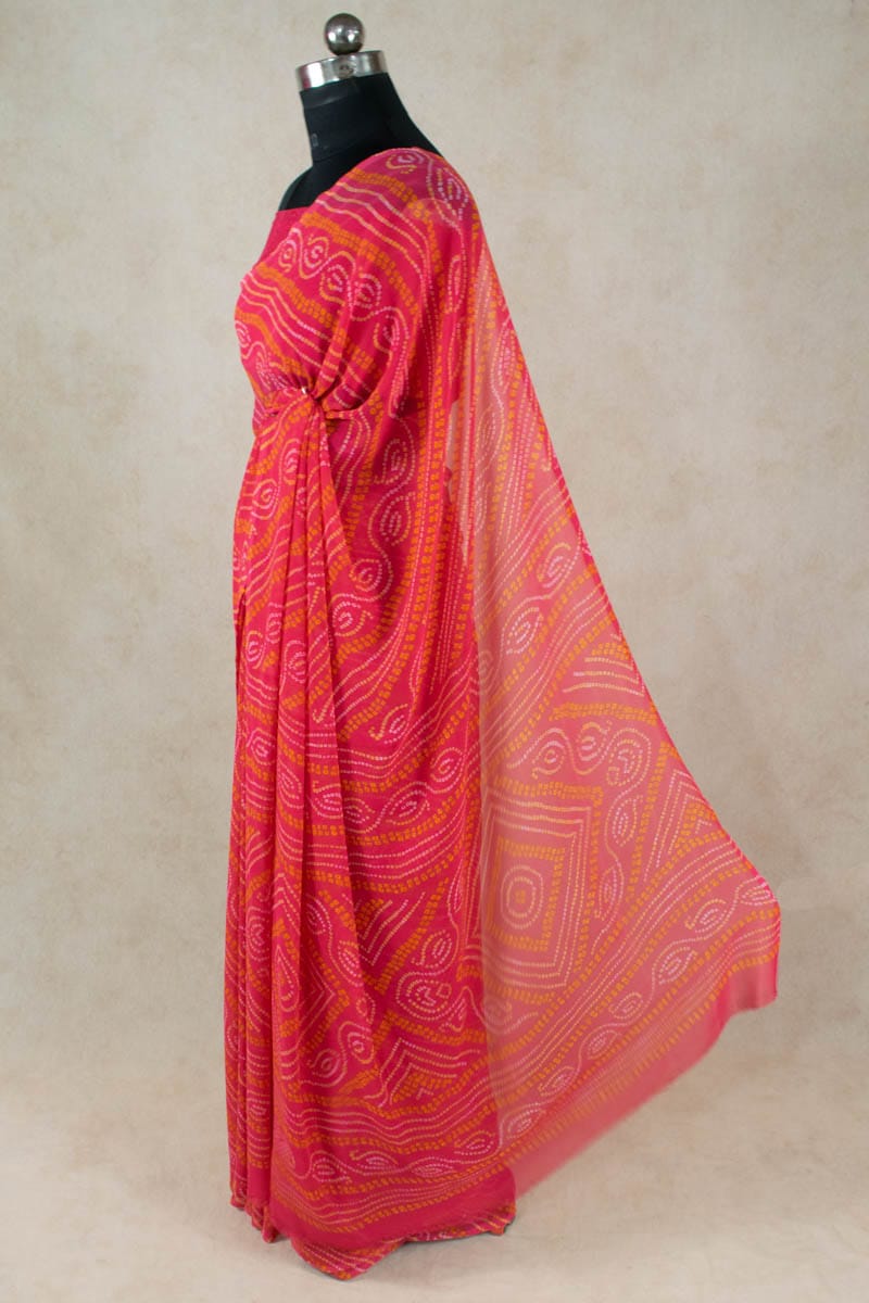 Elegant Rajasthani Bandhani Georgette Saree - KANHASAREE