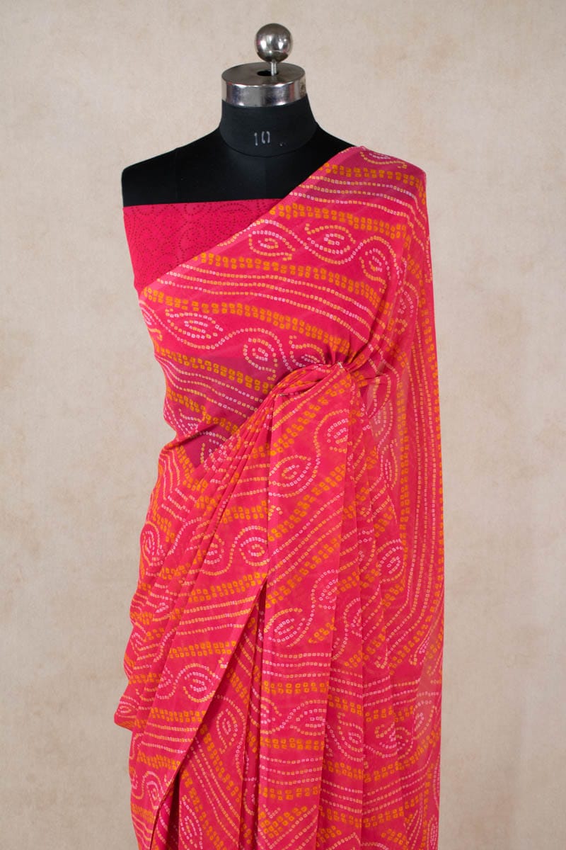 Elegant Rajasthani Bandhani Georgette Saree - KANHASAREE