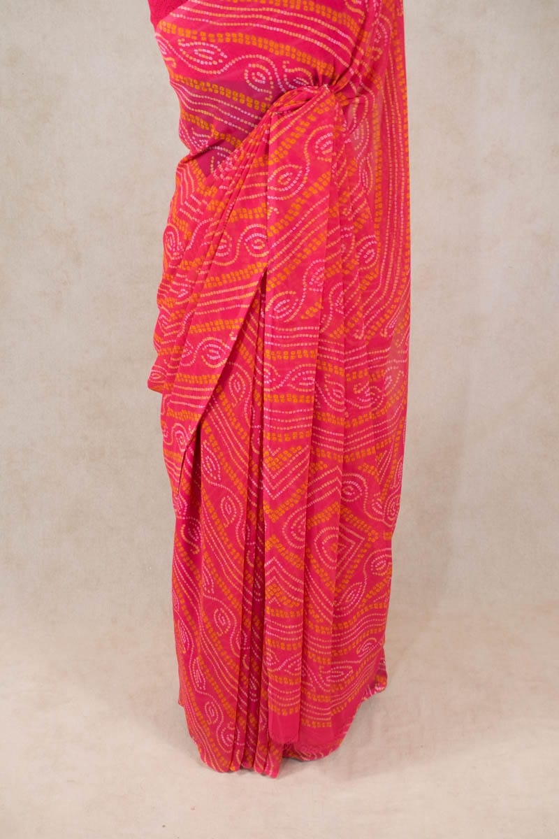 Elegant Rajasthani Bandhani Georgette Saree - KANHASAREE