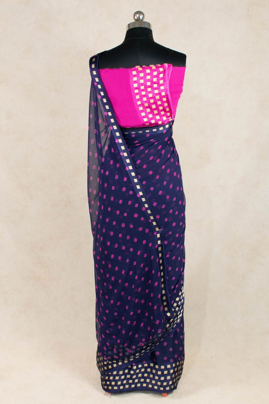 Bandhani Zari Box Georgette Saree | Printed Pure Georgette Saree - Kanhasarees by ksds