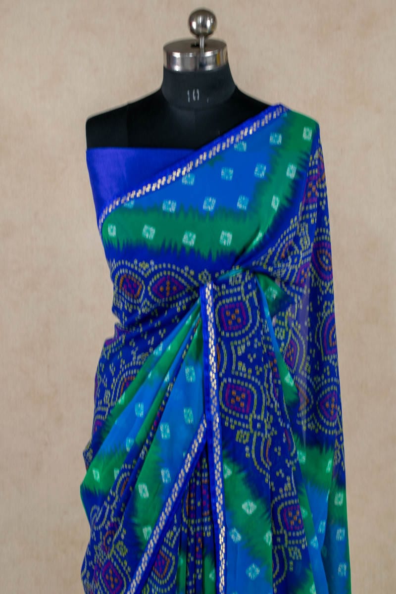 Exquisite Georgette Bandhani Border Saree - KANHASAREE