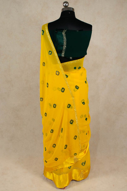 Exquisite Pittan Bandhani Georgette Saree with Border Work - Kanhasarees by ksds