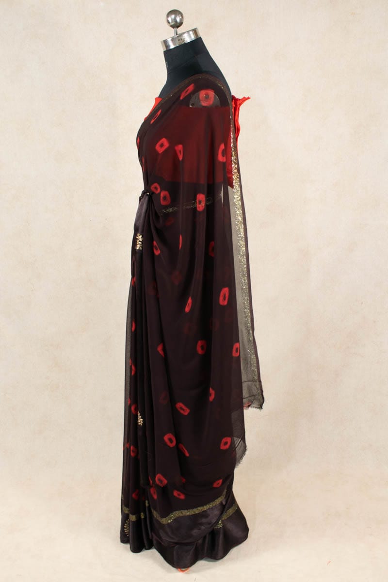Elegant Bandhani Pittan Work Georgette Saree - KANHASAREE