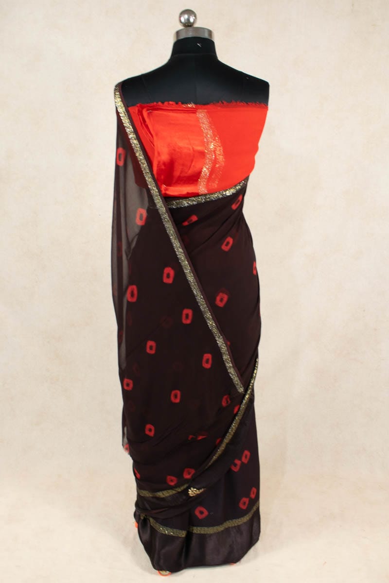 Elegant Bandhani Pittan Work Georgette Saree - KANHASAREE