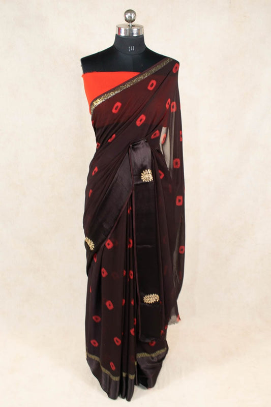 Elegant Bandhani Pittan Work Georgette Saree - KANHASAREE