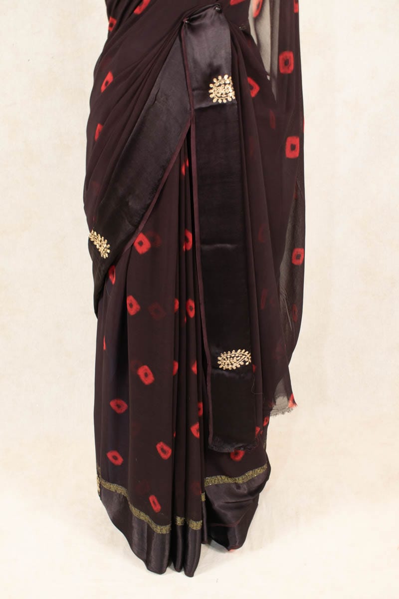 Elegant Bandhani Pittan Work Georgette Saree - KANHASAREE