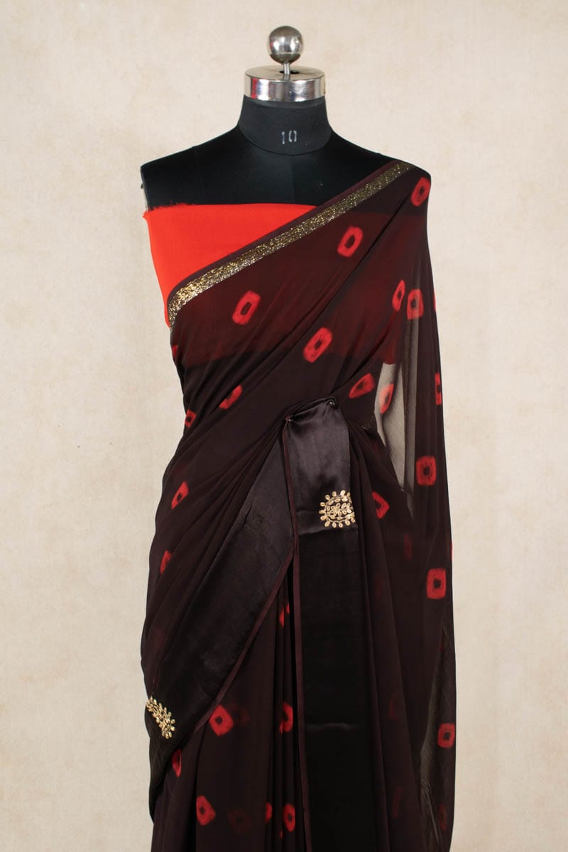 Elegant Bandhani Pittan Work Georgette Saree - KANHASAREE