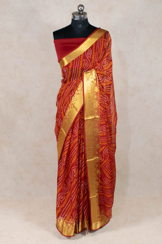 Elegance Redefined: Pure Georgette Bandhani Saree - KANHASAREE