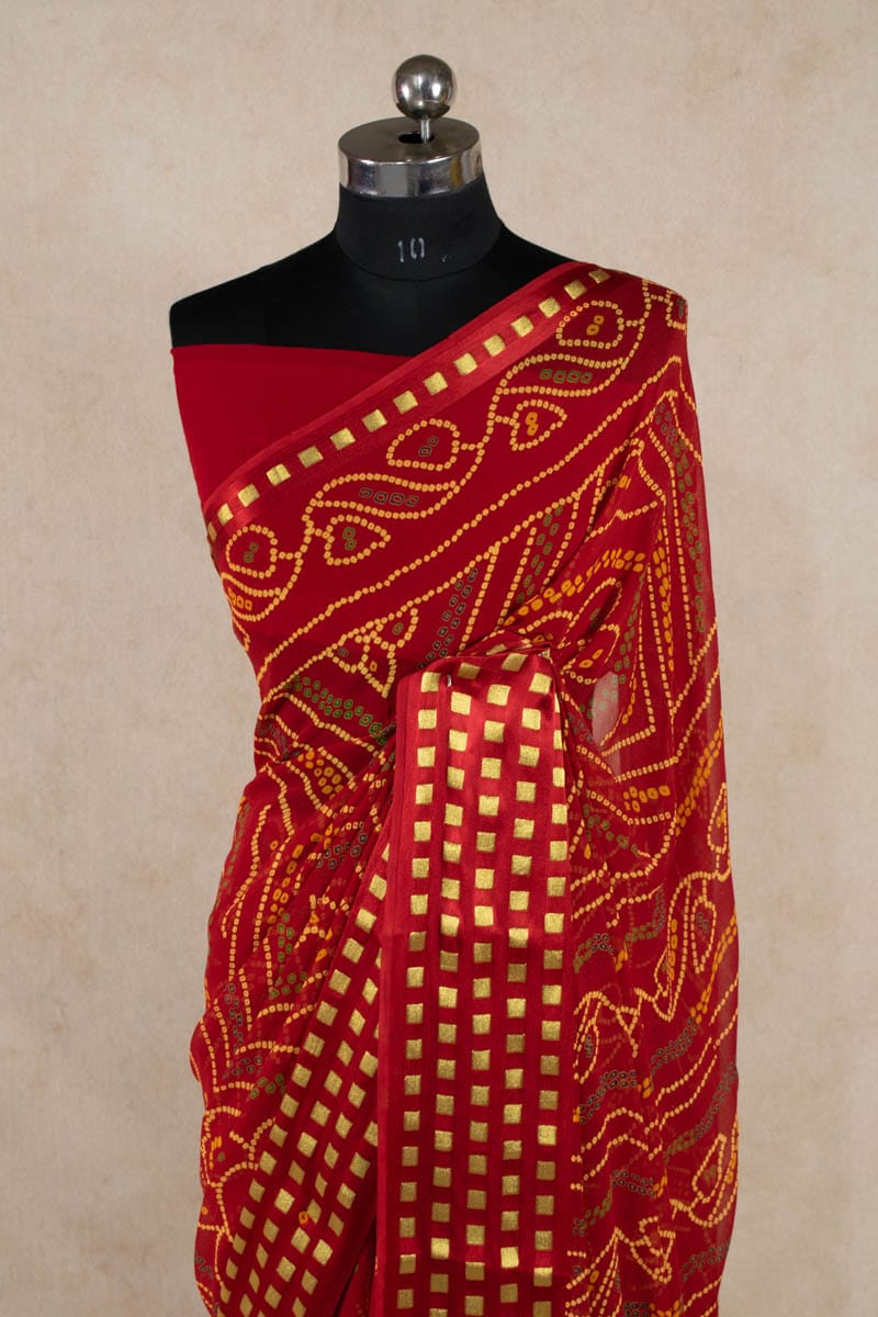 Elegant Zari Box on Border Georgette Saree - KANHASAREE