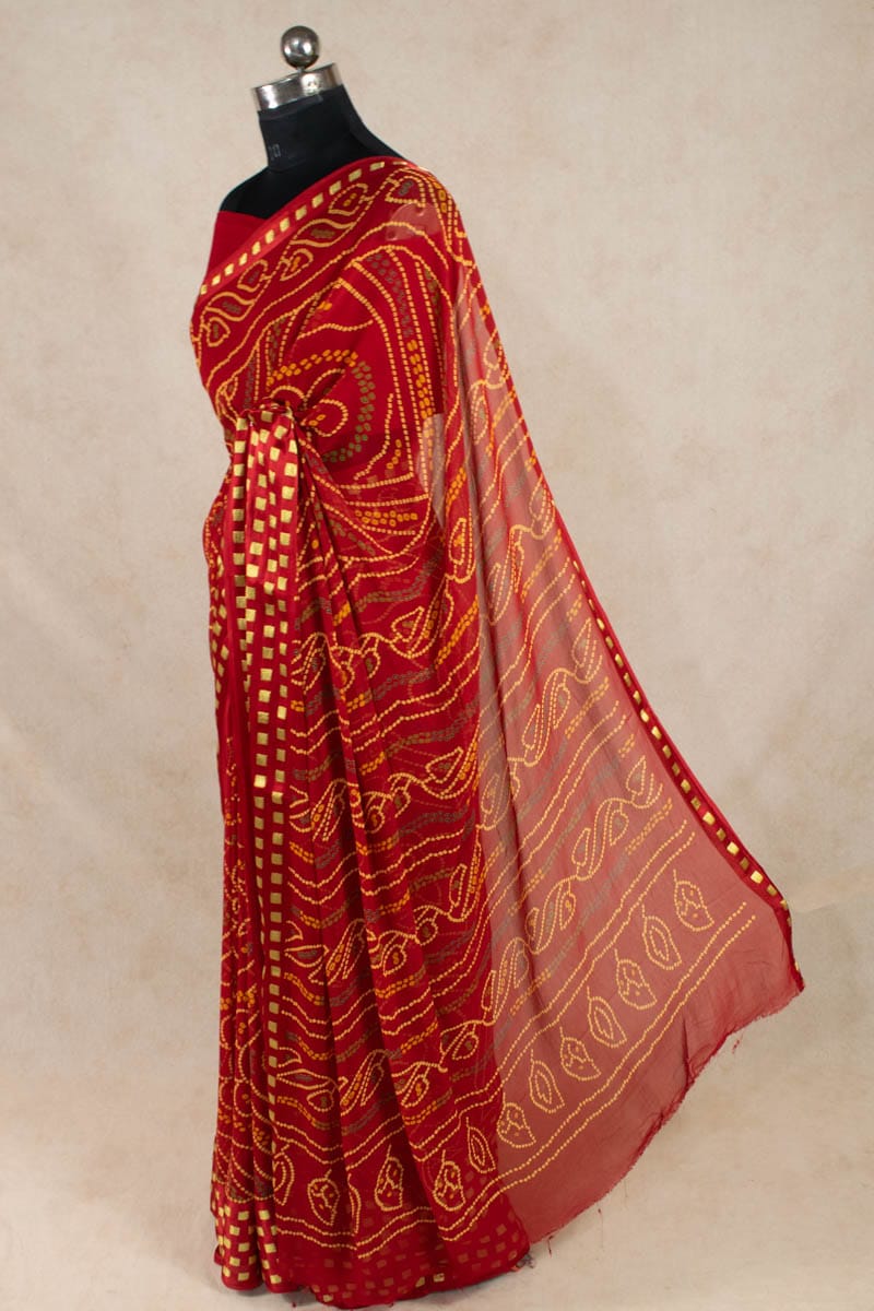 Elegant Zari Box on Border Georgette Saree - KANHASAREE