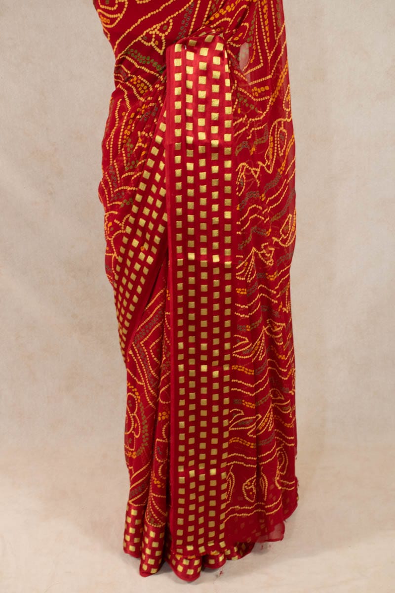 Elegant Zari Box on Border Georgette Saree - KANHASAREE