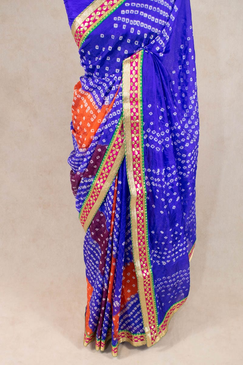 Elegant Art Silk Bandhani Gota Patti Border Saree - KANHASAREE