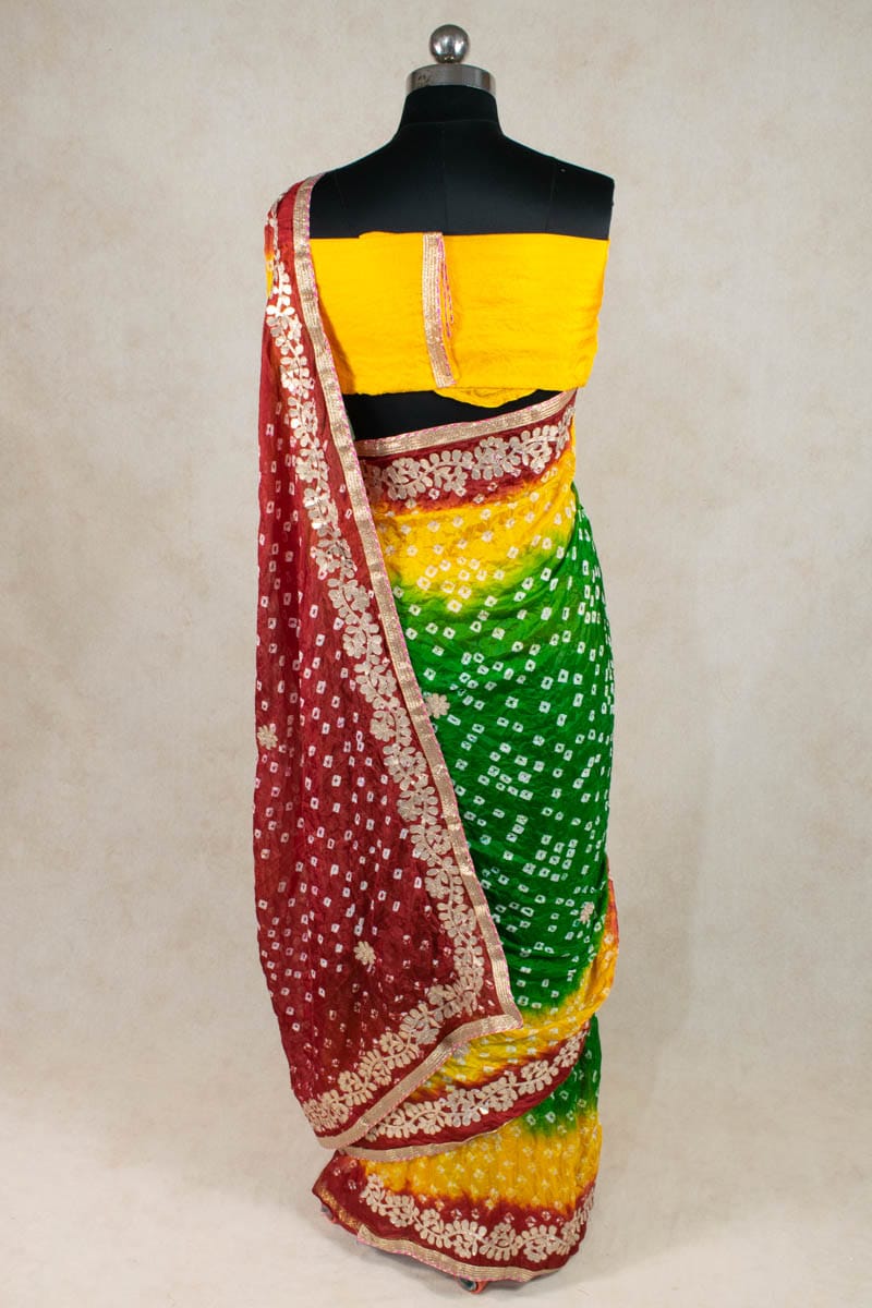 Elegant Art Silk Bandhani Gota Patti Border Saree - KANHASAREE