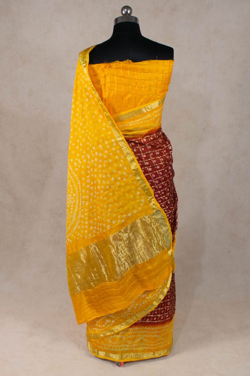 Art Silk Gharchola Saree with Small Checks - KANHASAREE