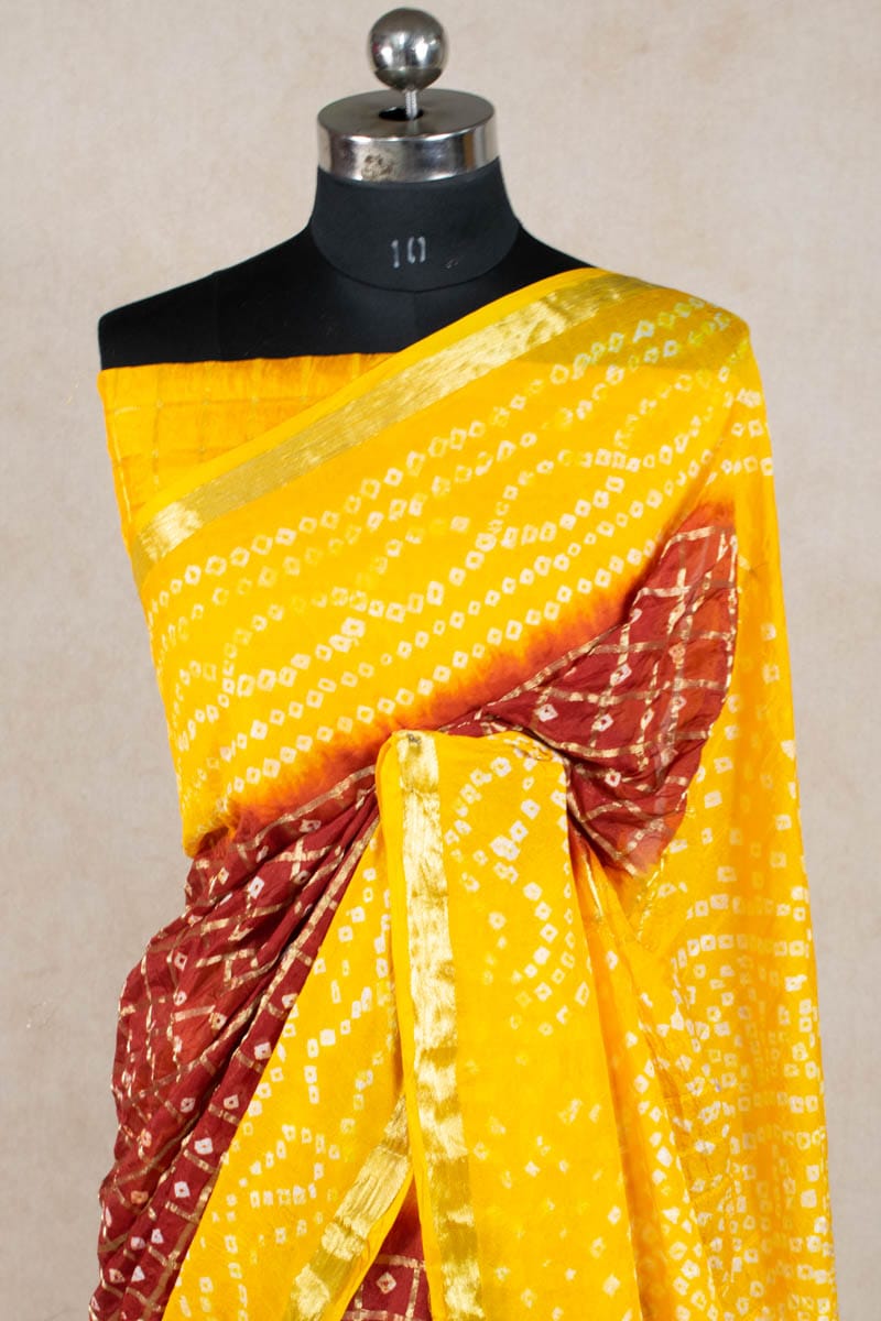 Art Silk Gharchola Saree with Small Checks - KANHASAREE