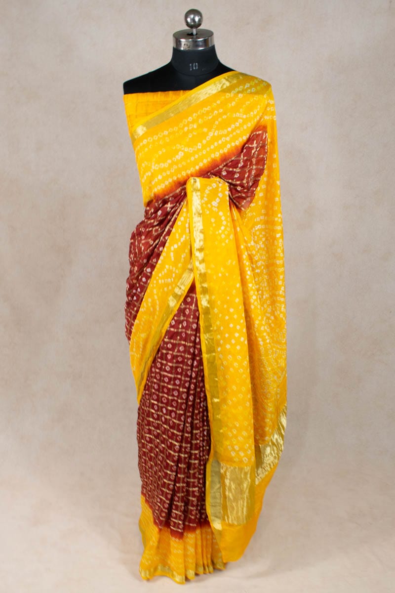 Art Silk Gharchola Saree with Small Checks - KANHASAREE