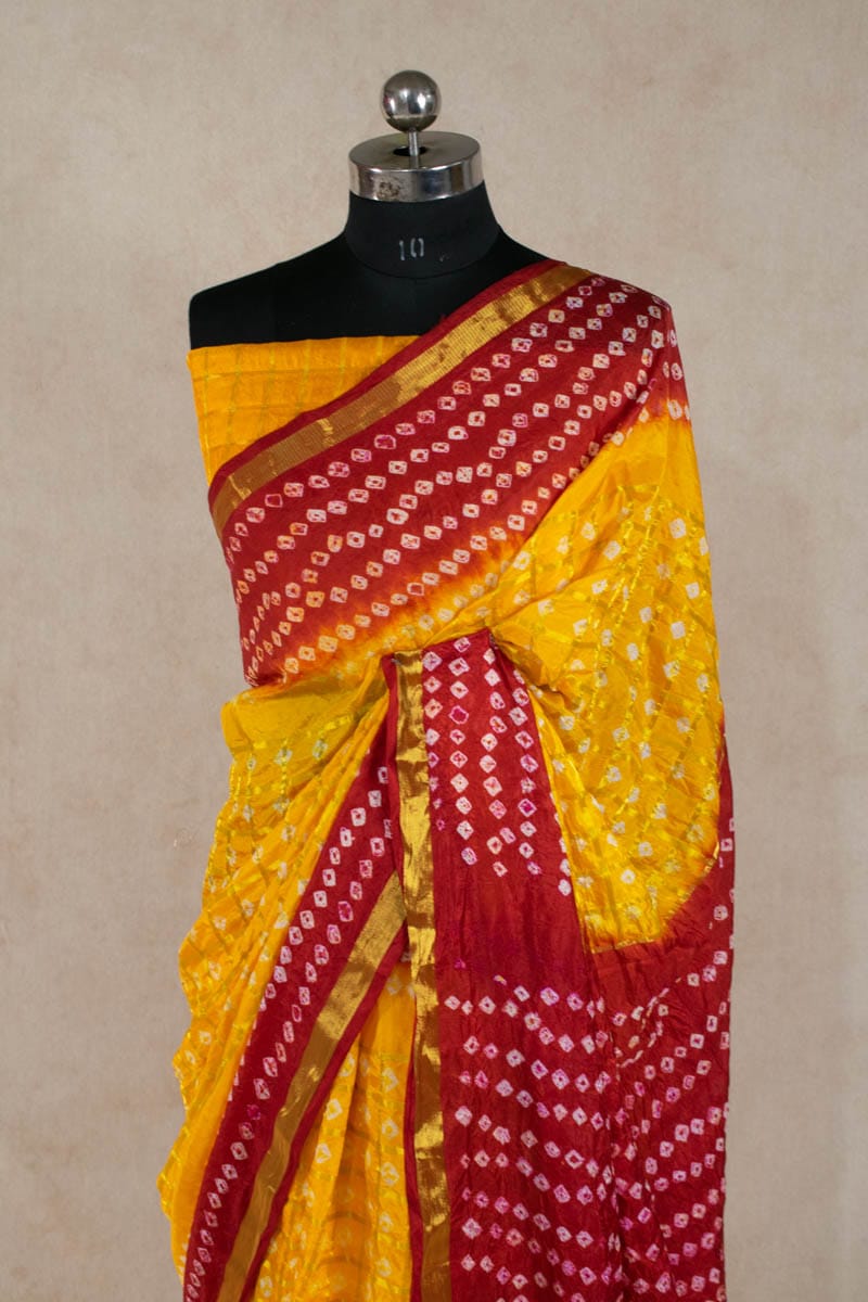 Elegant Art Silk Gharchola Saree with Small Checks - KANHASAREE