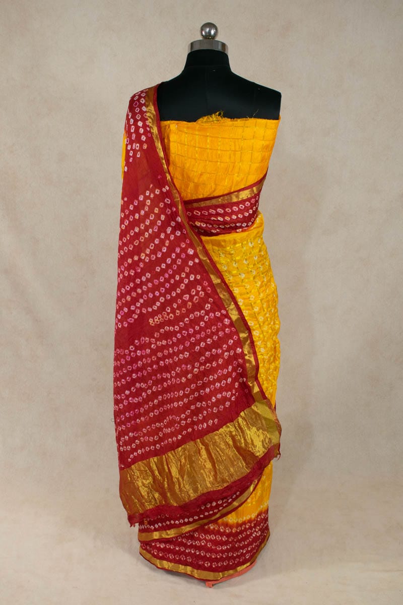 Elegant Art Silk Gharchola Saree with Small Checks - KANHASAREE