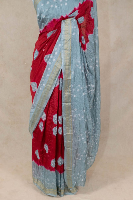Elegant Art Silk Bandhani Saree - Kanhasarees by ksds