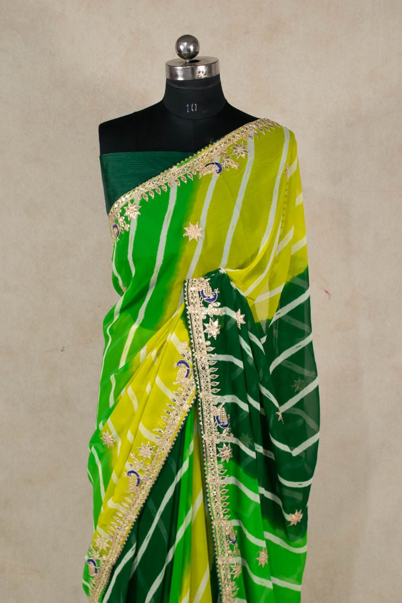Elegance Redefined: Georgette Gota Patti Saree - KANHASAREE
