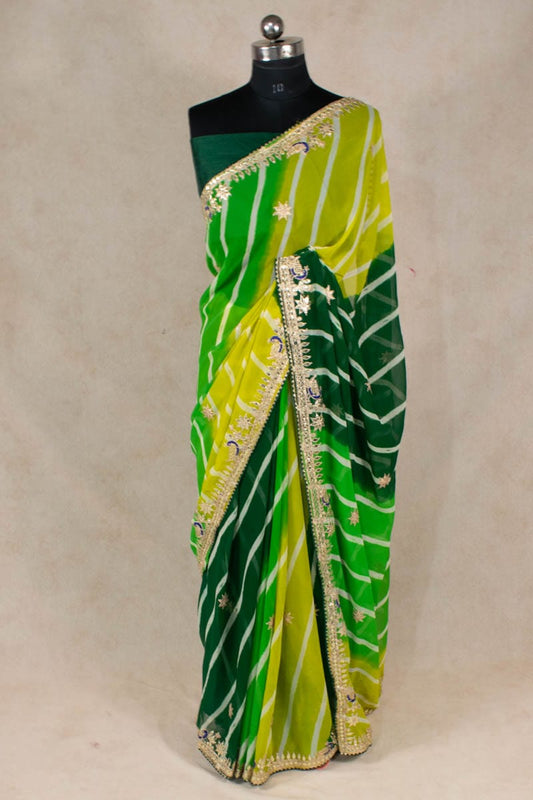 Elegance Redefined: Georgette  Gota Patti Saree - KANHASAREE