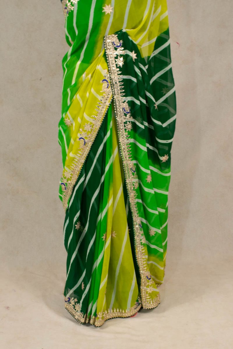 Elegance Redefined: Georgette Gota Patti Saree - KANHASAREE