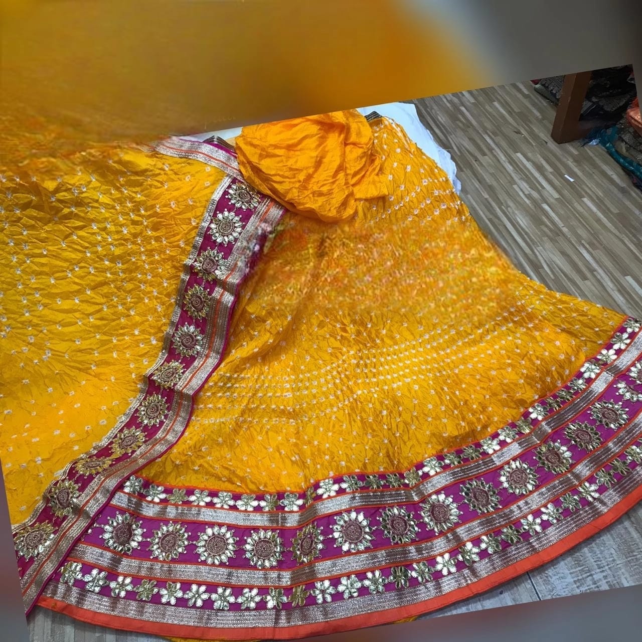 Art silk jaipuri bandhani lehenga heavy gotapatti border - KANHASAREE