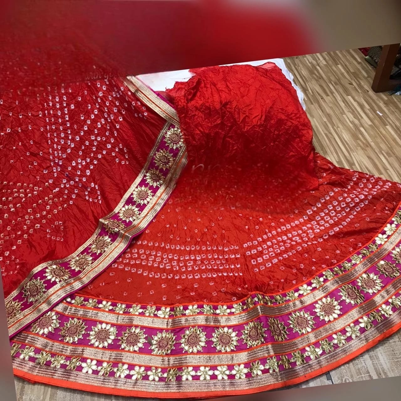 Art silk jaipuri bandhani lehenga heavy gotapatti border - KANHASAREE