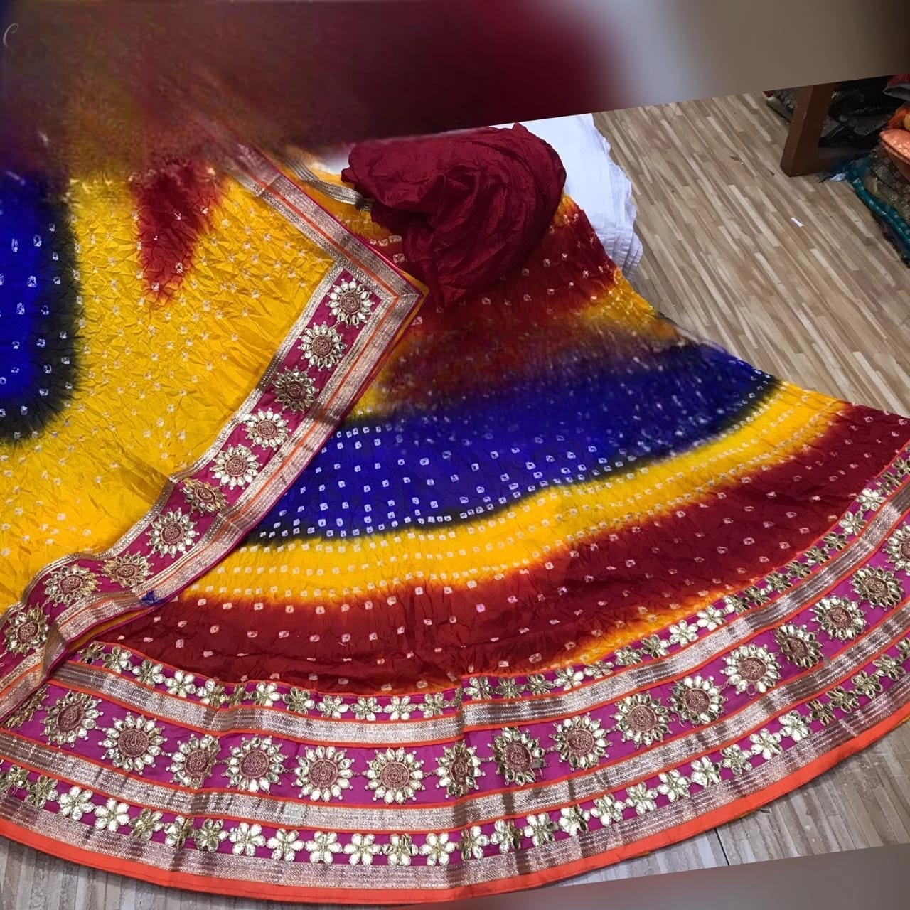 Art silk jaipuri bandhani lehenga heavy gotapatti border - KANHASAREE