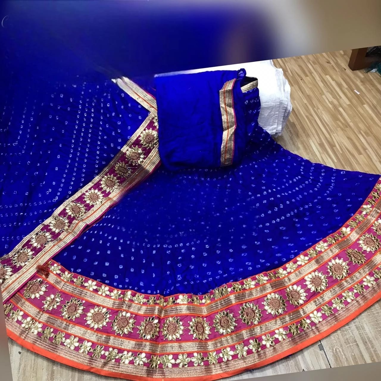 Art silk jaipuri bandhani lehenga heavy gotapatti border - KANHASAREE