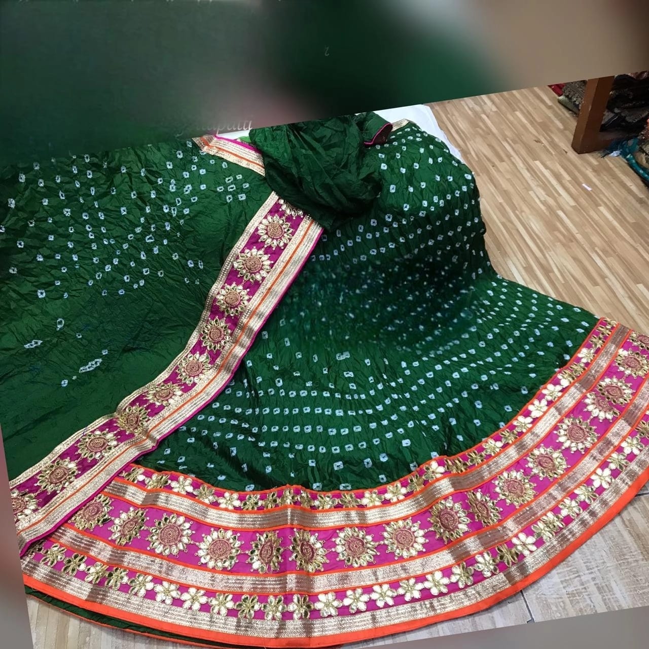 Art silk jaipuri bandhani lehenga heavy gotapatti border - KANHASAREE