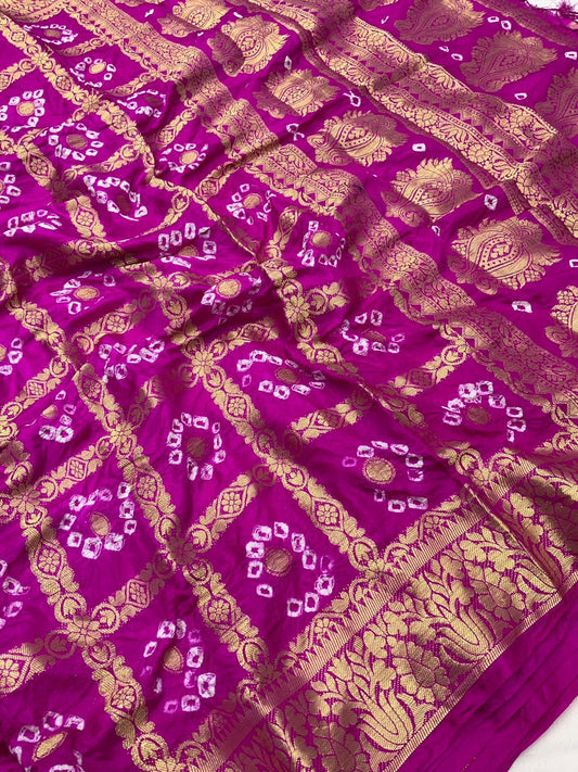 Premium Bandhej Silk Saree with Zari Weaving - Kanhasarees by ksds