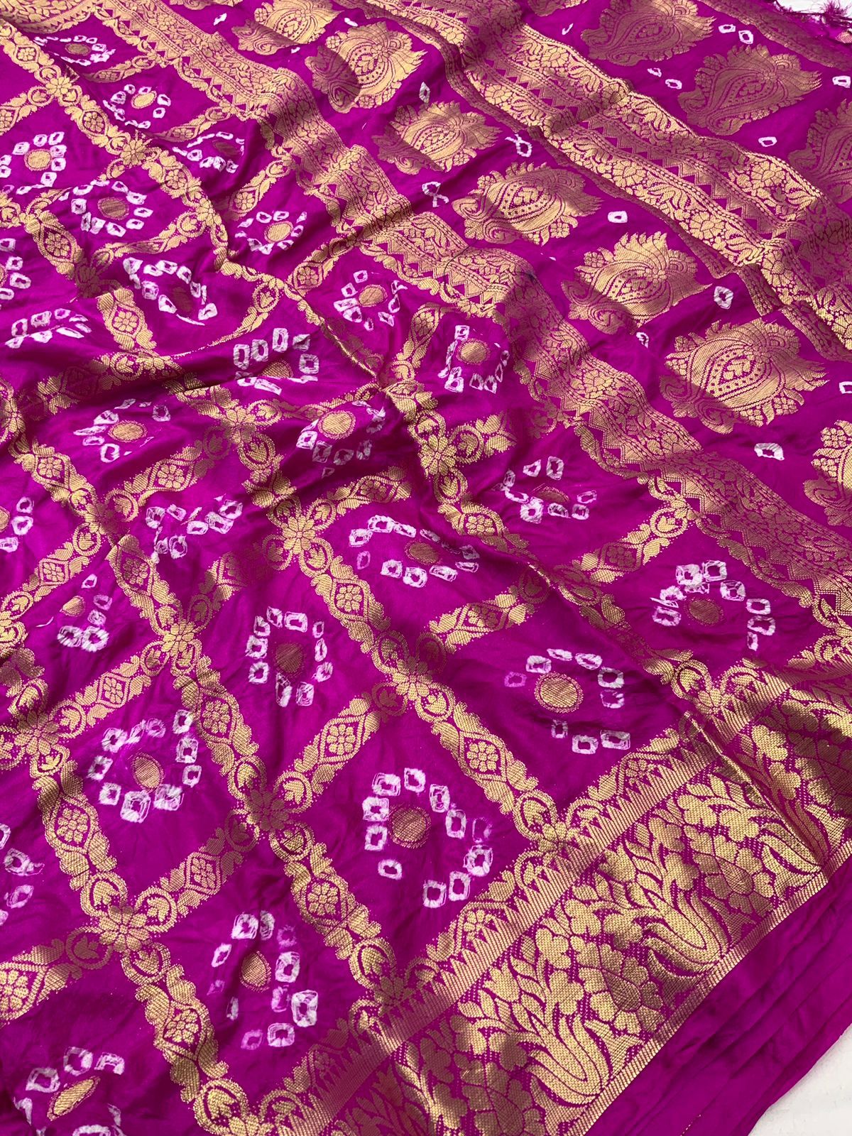 Premium Bandhej Silk Saree with Zari Weaving - KANHASAREE
