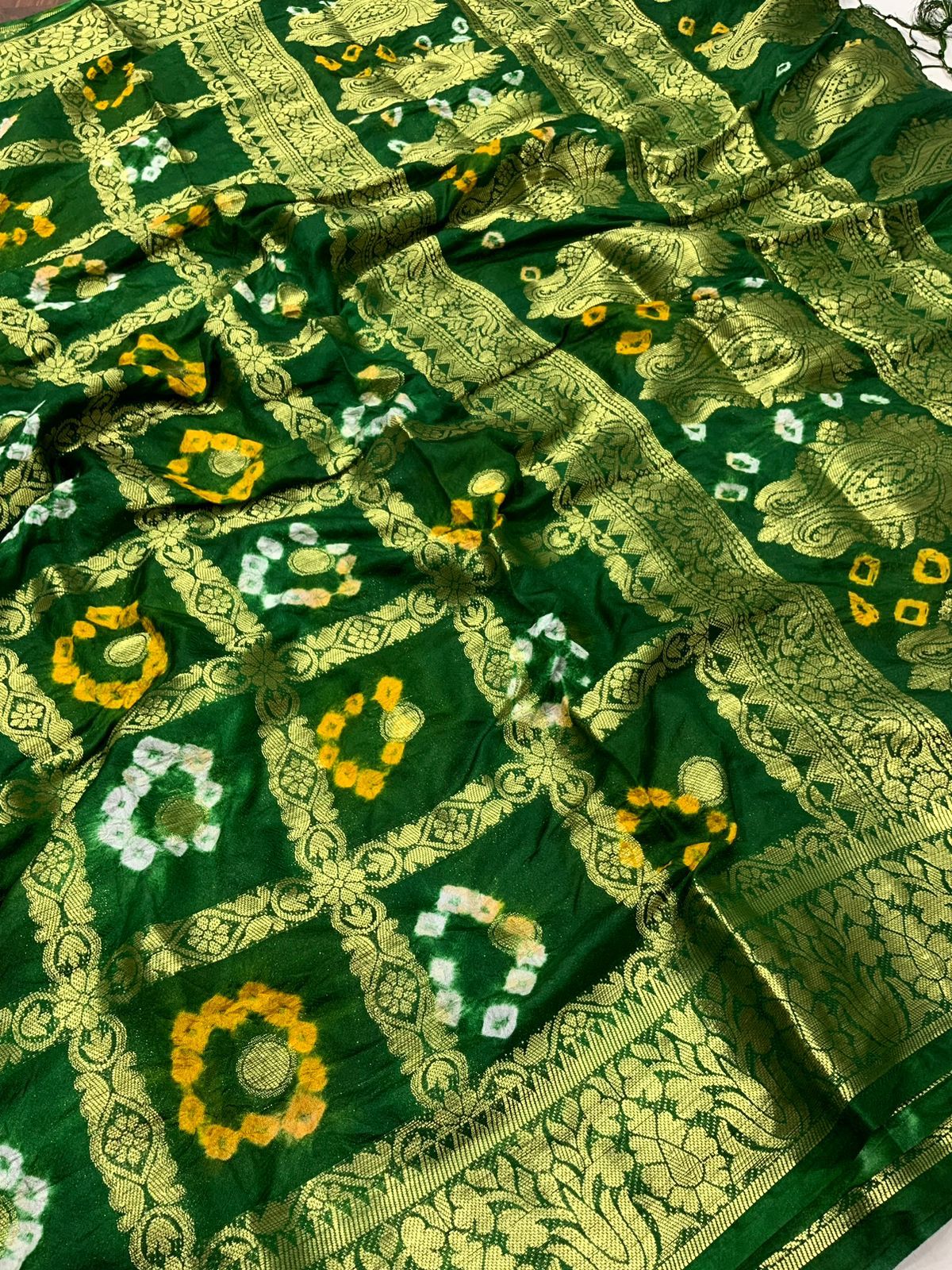 Premium Bandhej Silk Saree with Zari Weaving - KANHASAREE