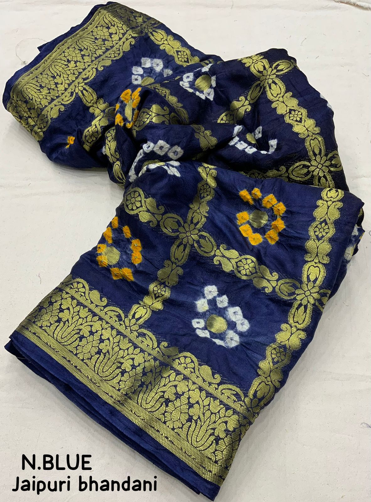 Premium Bandhej Silk Saree with Zari Weaving - KANHASAREE