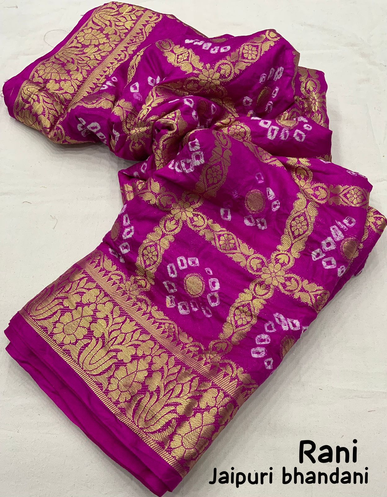 Premium Bandhej Silk Saree with Zari Weaving - KANHASAREE