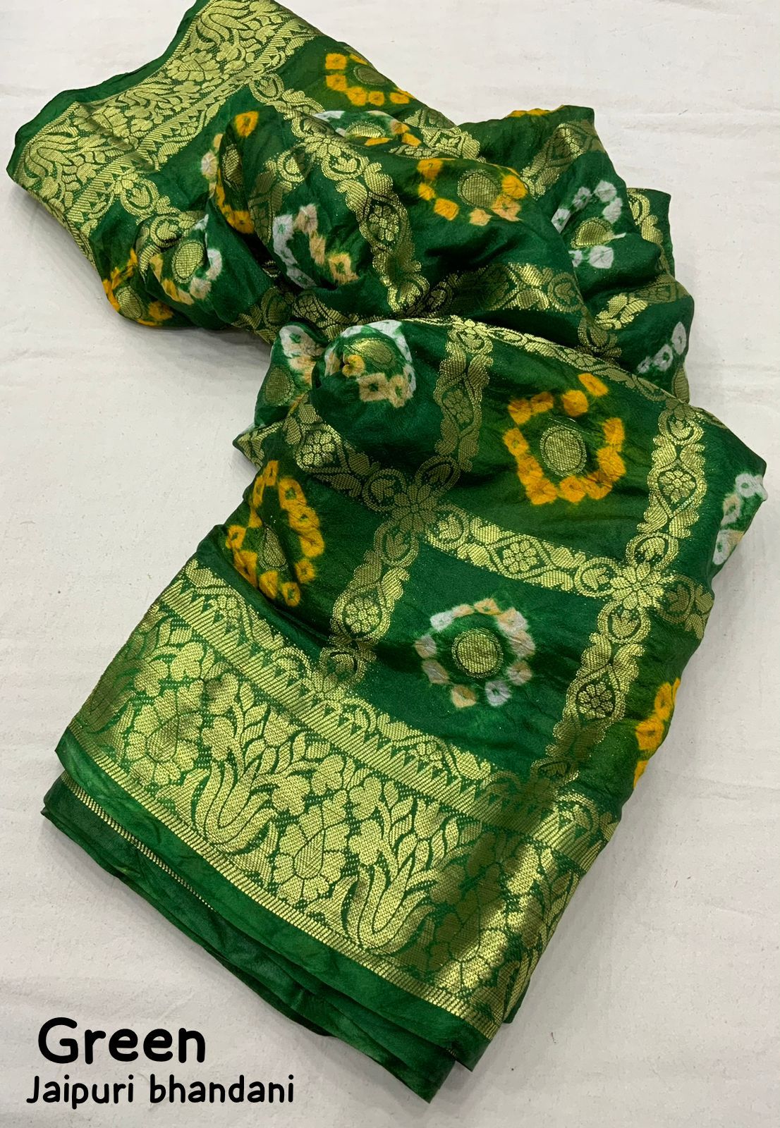 Premium Bandhej Silk Saree with Zari Weaving - KANHASAREE