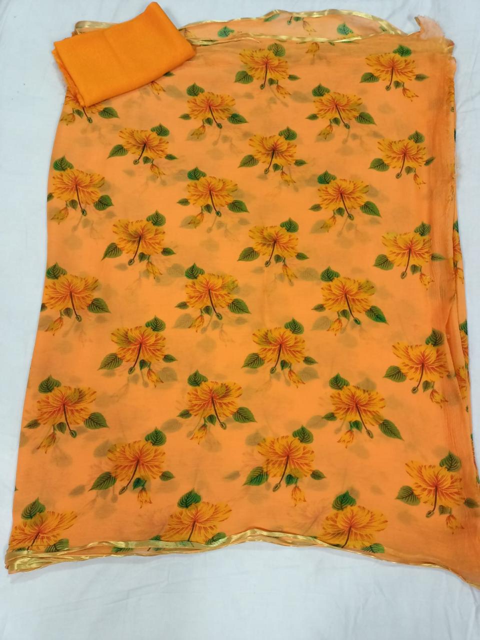 Clhiffon flower print saree - KANHASAREE