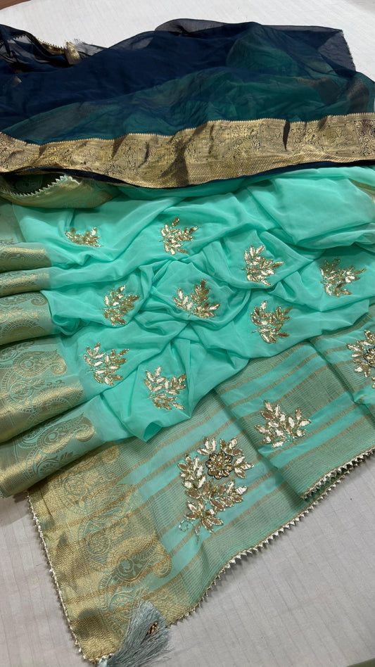Rich Pallu Gotapatti work saree in georgette - Kanhasarees by ksds