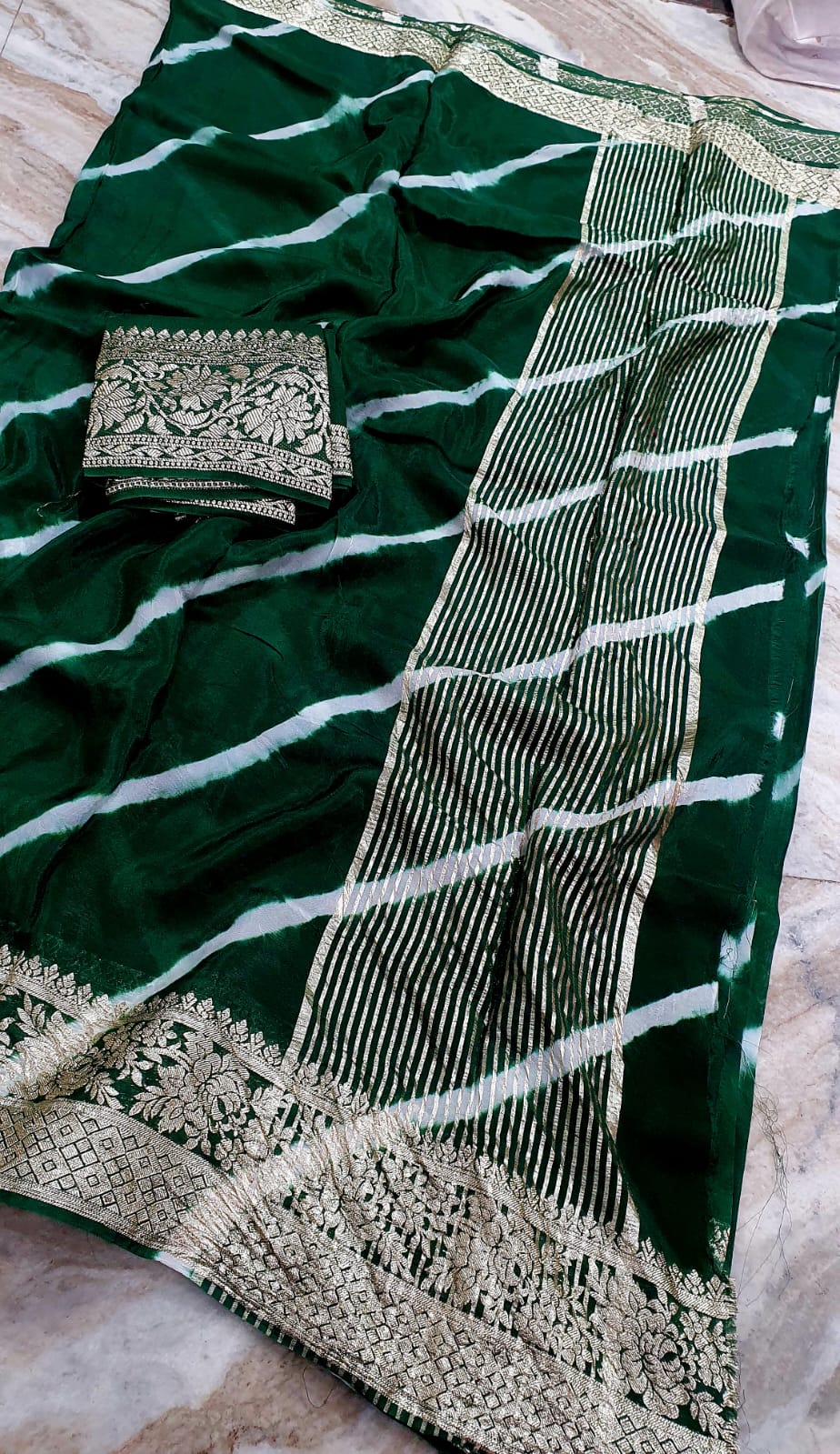 Elegant Pure Organza Leheriya Saree Collection