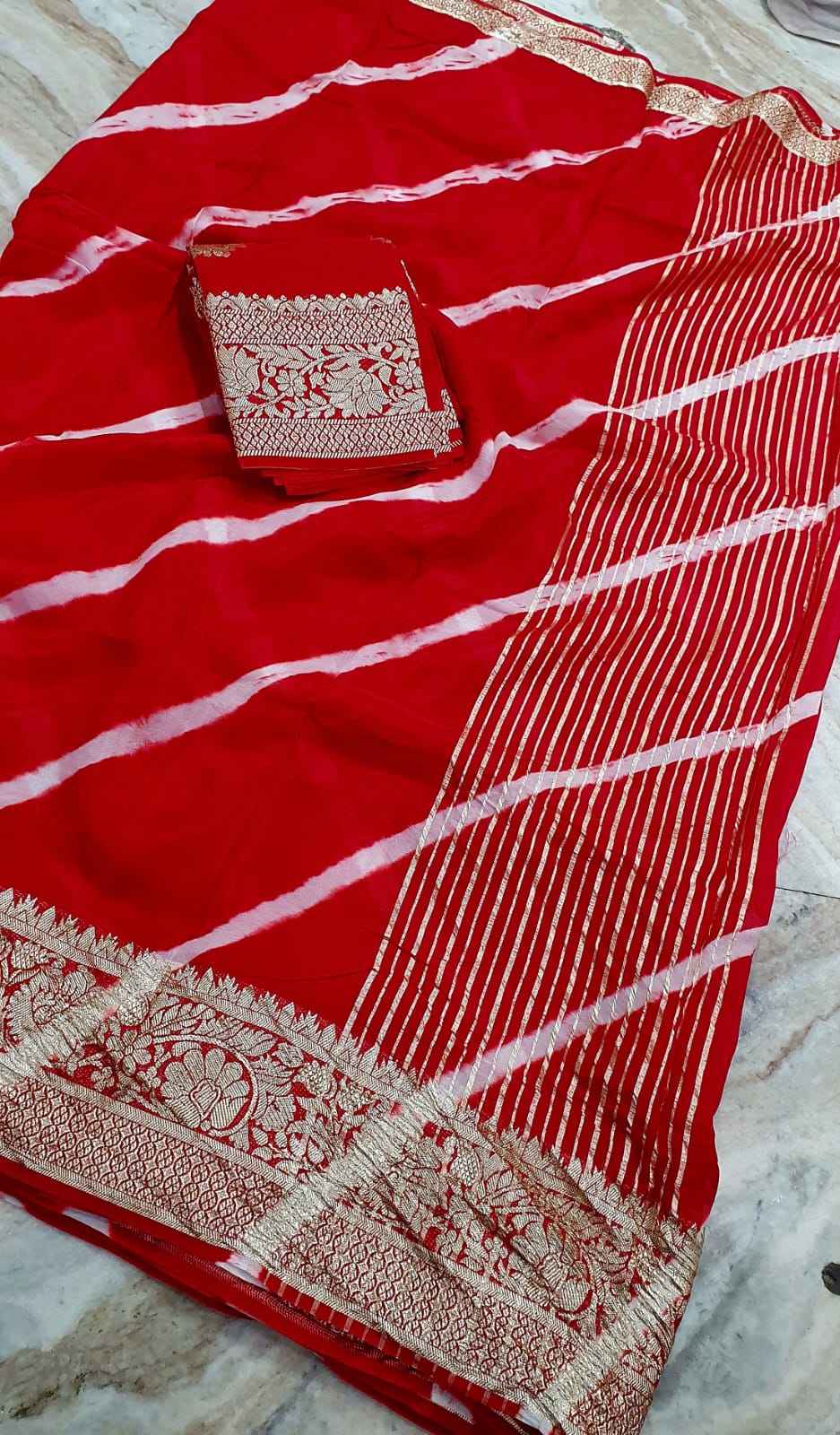 Elegant Pure Organza Leheriya Saree Collection