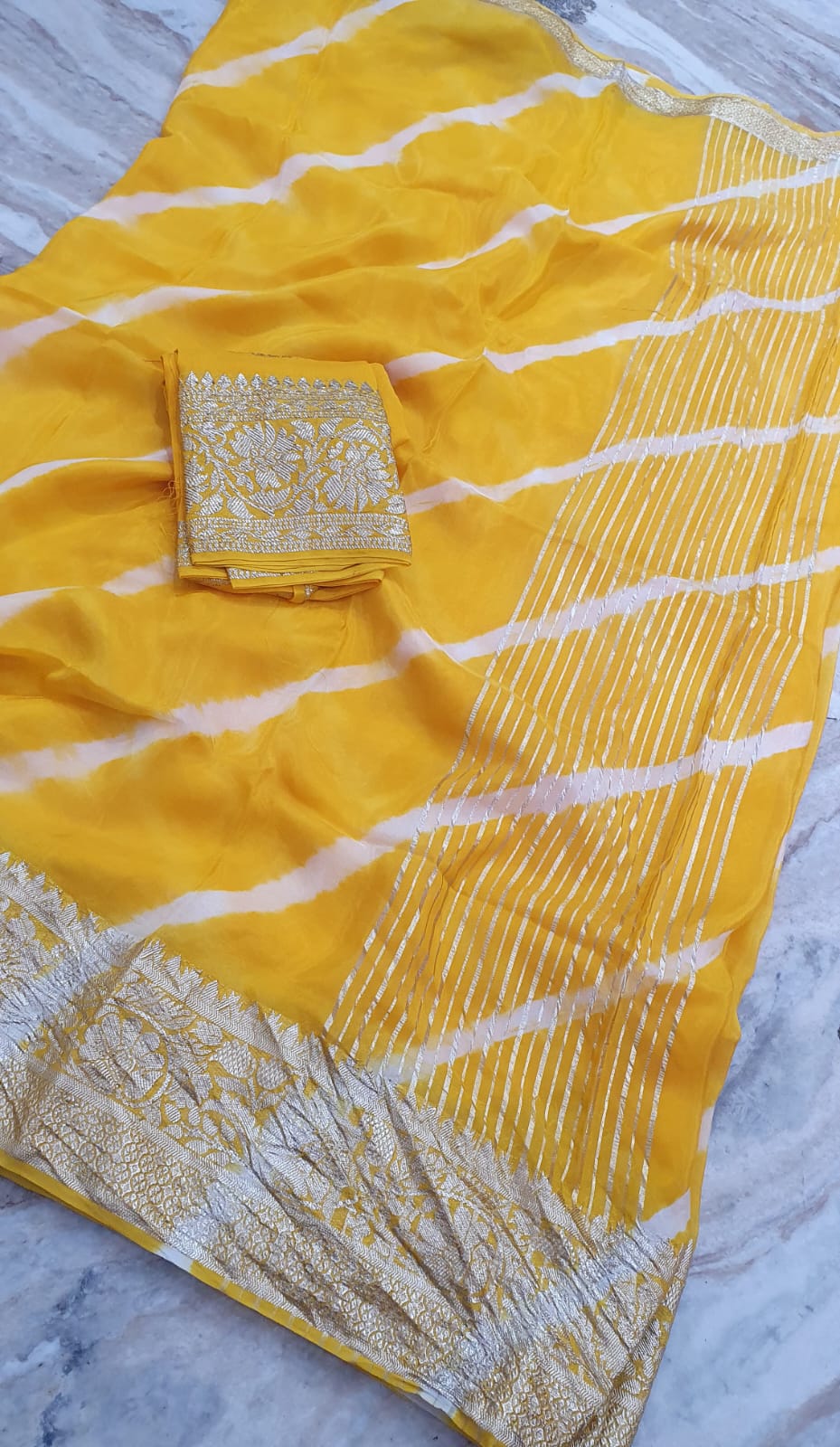 Elegant Pure Organza Leheriya Saree Collection
