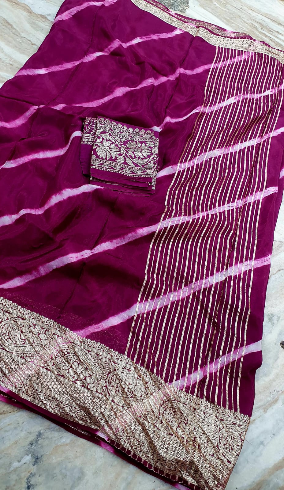 Elegant Pure Organza Leheriya Saree Collection