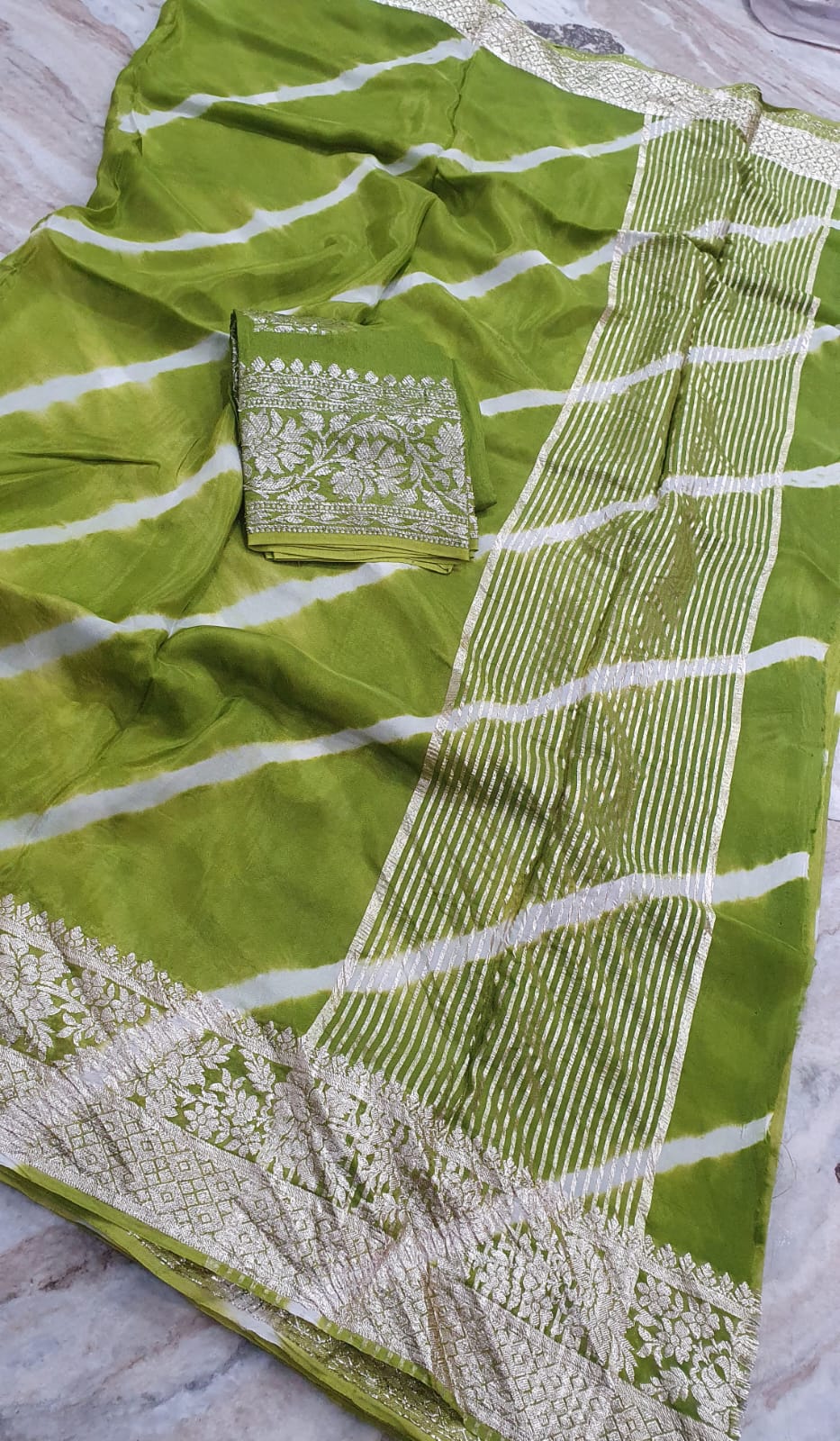 Elegant Pure Organza Leheriya Saree Collection