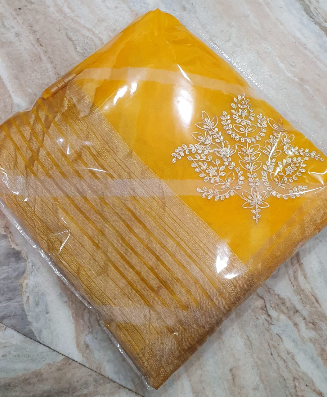 Fancy Lahariya Saree with Elegant Pittan Work – Pure Organza Fabric | With Blouse