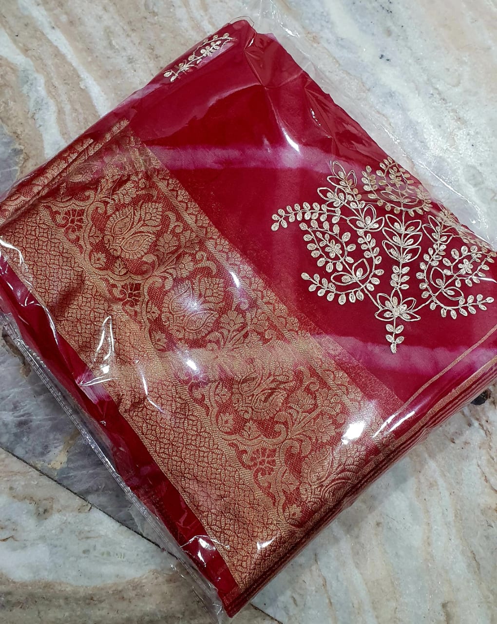 Fancy Lahariya Saree with Elegant Pittan Work – Pure Organza Fabric | With Blouse