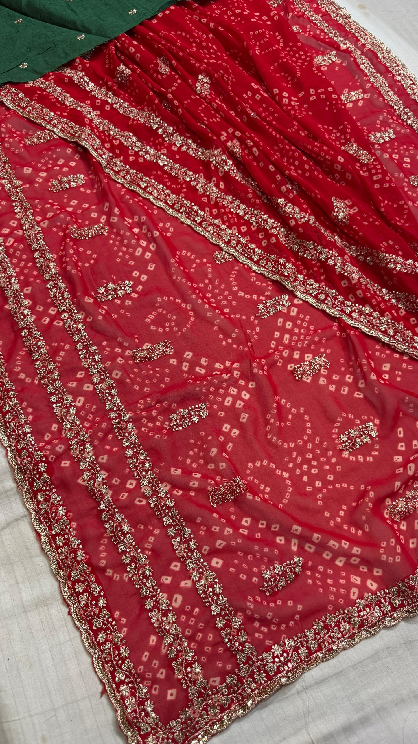 Bandhej Georgette Saree with Embroidered Sequins Border
