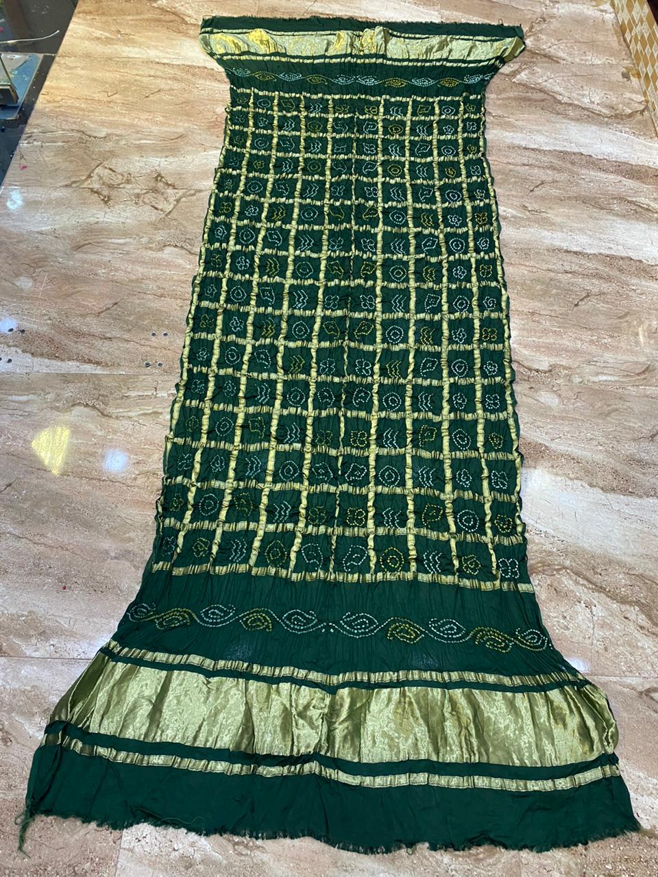 Pure Gajji Modal Silk Bandhej Dupatta with Heavy Zari Rich Pallu – 2.5 Meter
