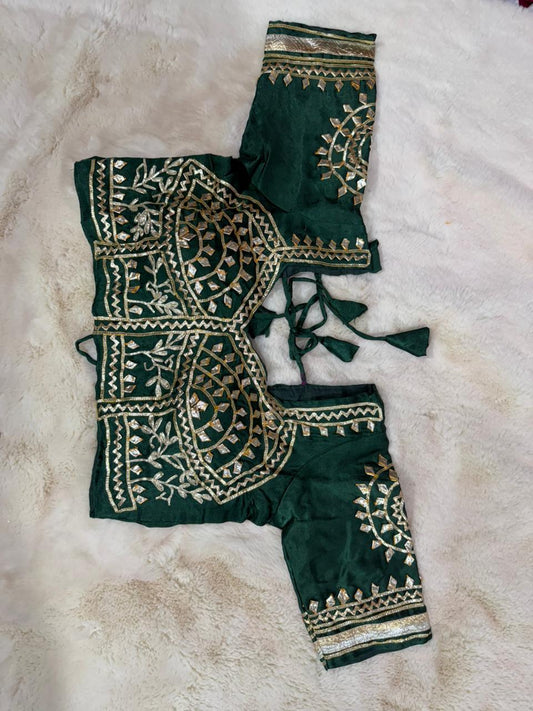 Pure Gajji Silk Blouse with Heavy Kachi Gota Patti Work